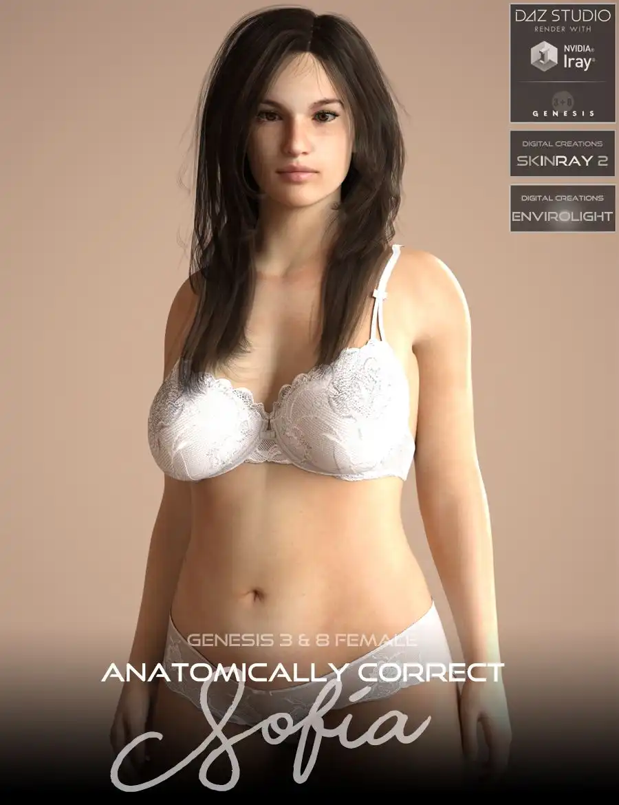 Anatomically Correct: Sofia for Genesis 3 and Genesis 8 Female_DAZ3D下载站
