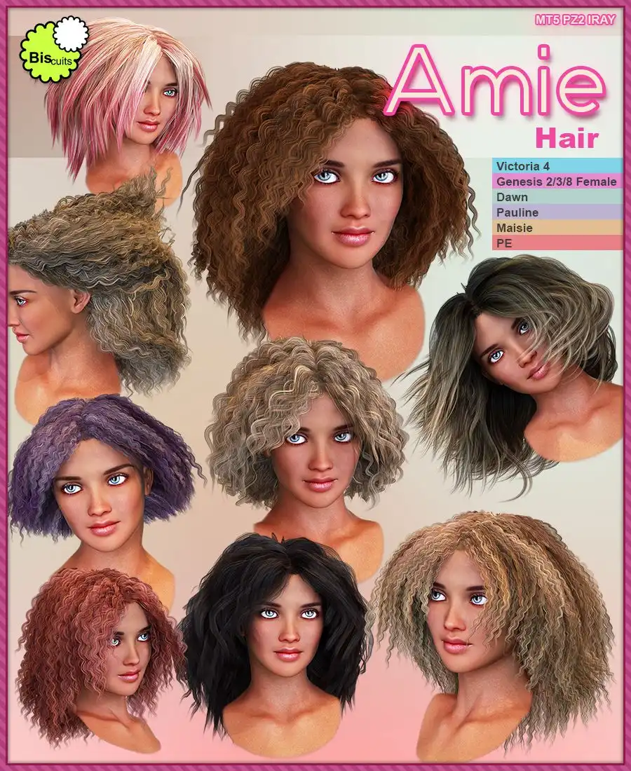 Biscuits Amie Hair_DAZ3D下载站