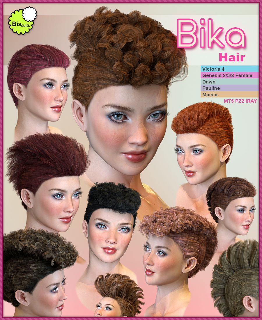 Biscuits Bika Hair_DAZ3D下载站