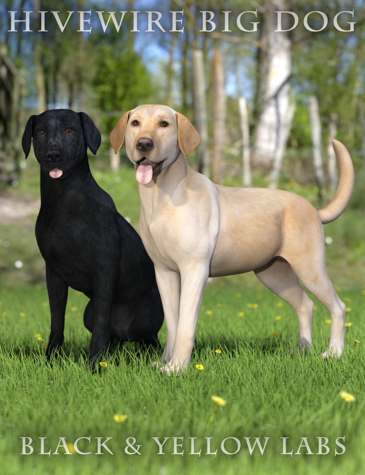 Black and Yellow Labs for the HiveWire Big Dog_DAZ3D下载站