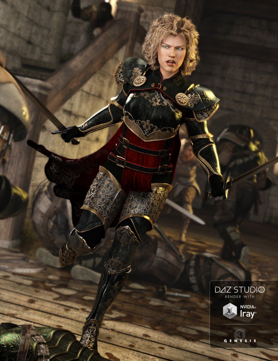 Chevaleresse Armor for Genesis 3 Female(s)_DAZ3D下载站