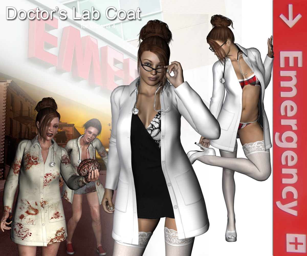 Doctor’s Lab Coat V4, A4, G4_DAZ3D下载站