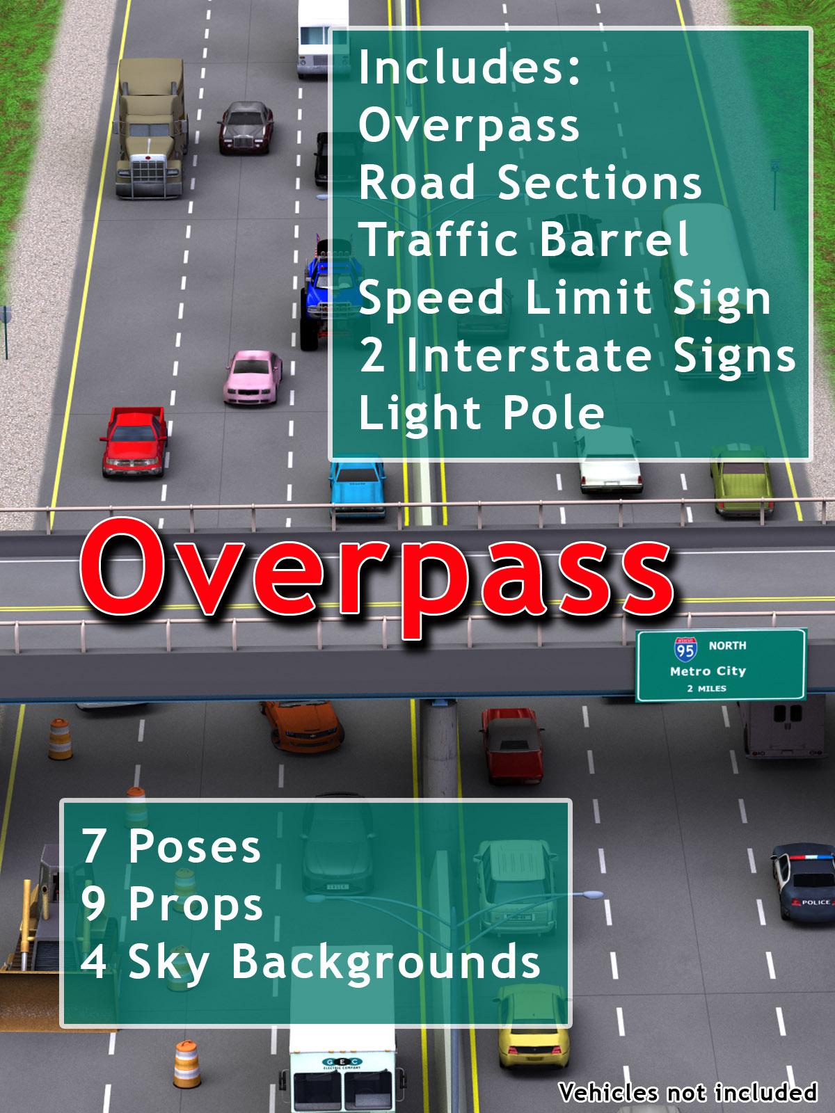 Freeway Overpass Road Set_DAZ3DDL