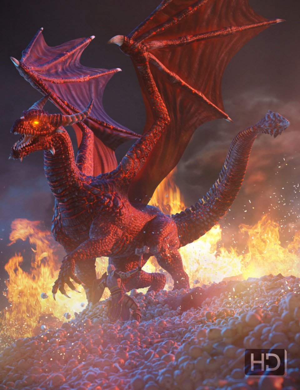 Hellborn Dragon HD for DAZ Dragon 3_DAZ3D下载站