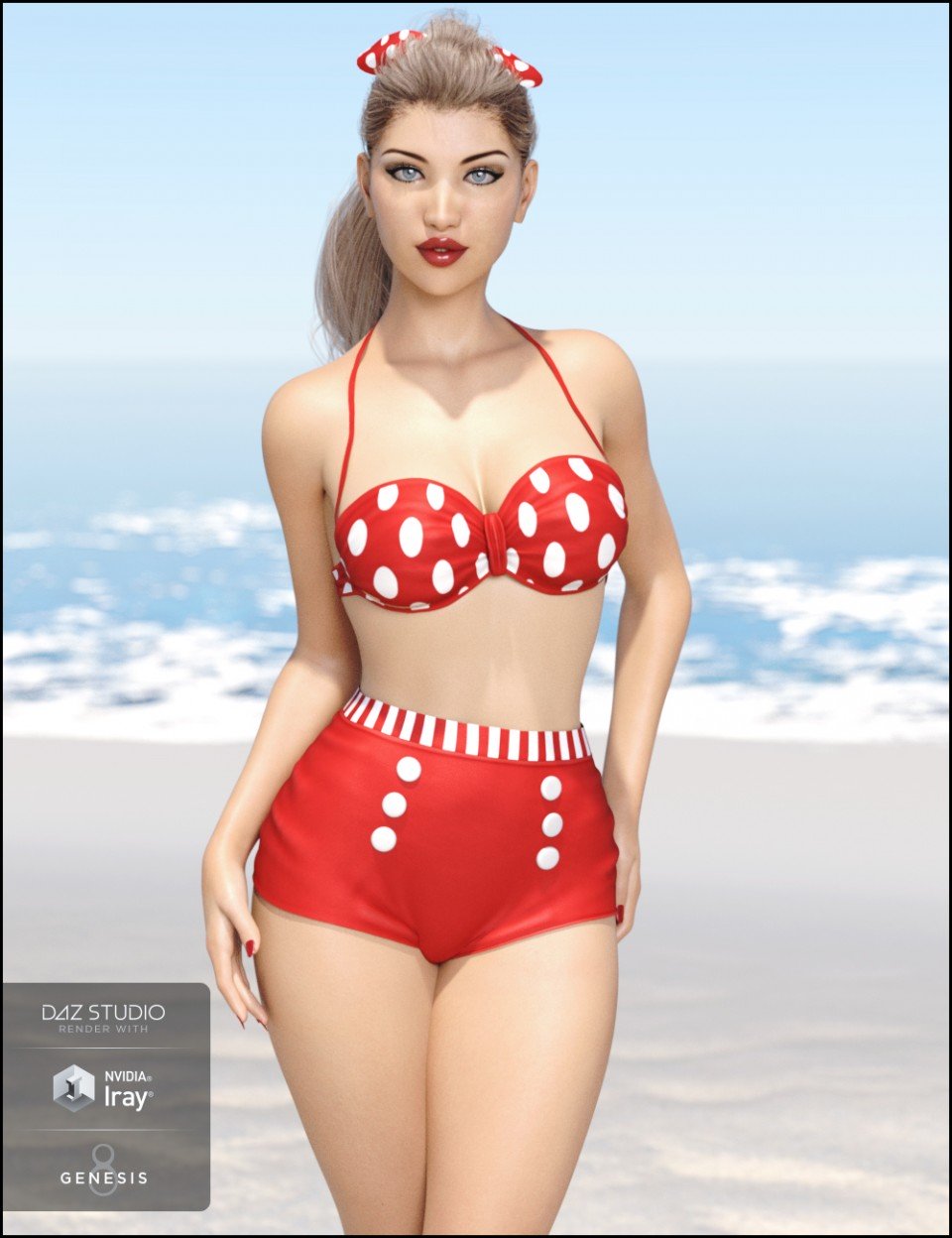 High Waist Pinup Bikini for Genesis 8 Female(s)_DAZ3D下载站