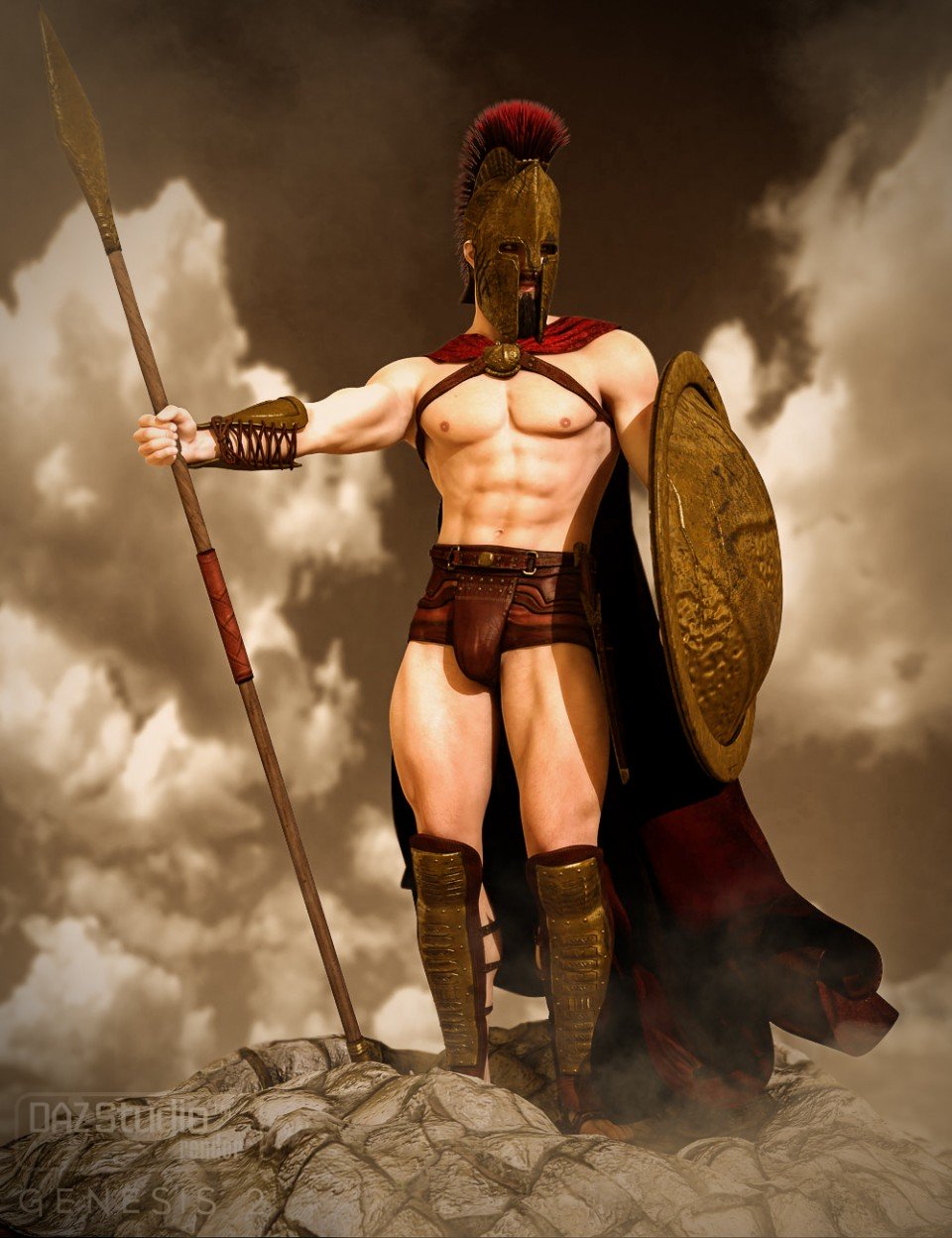 Mec4D The Spartan for Genesis 2 Male(s) & Add-on_DAZ3D下载站