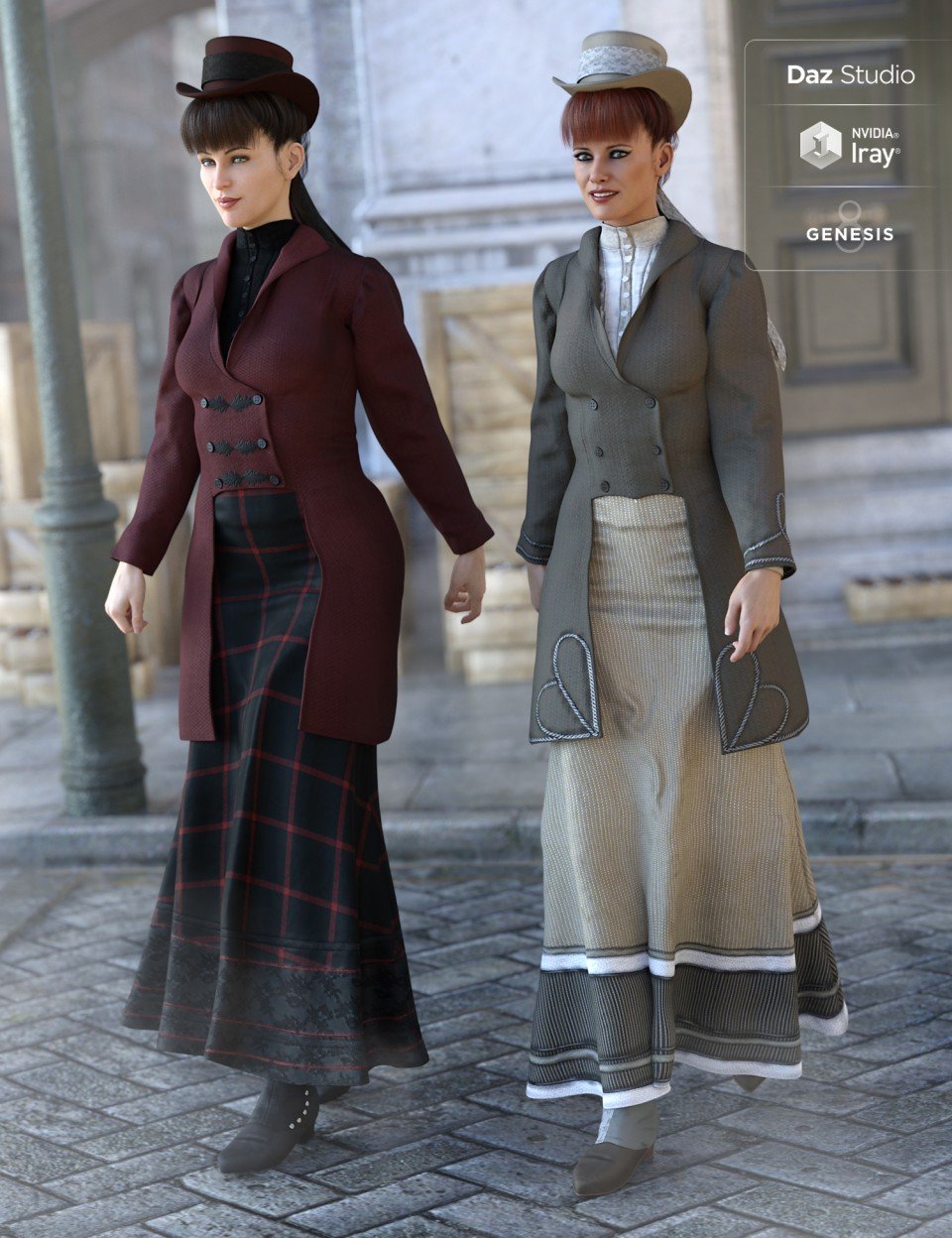 Mid Victorian Outfit Textures for Genesis 8 Female(s)_DAZ3D下载站