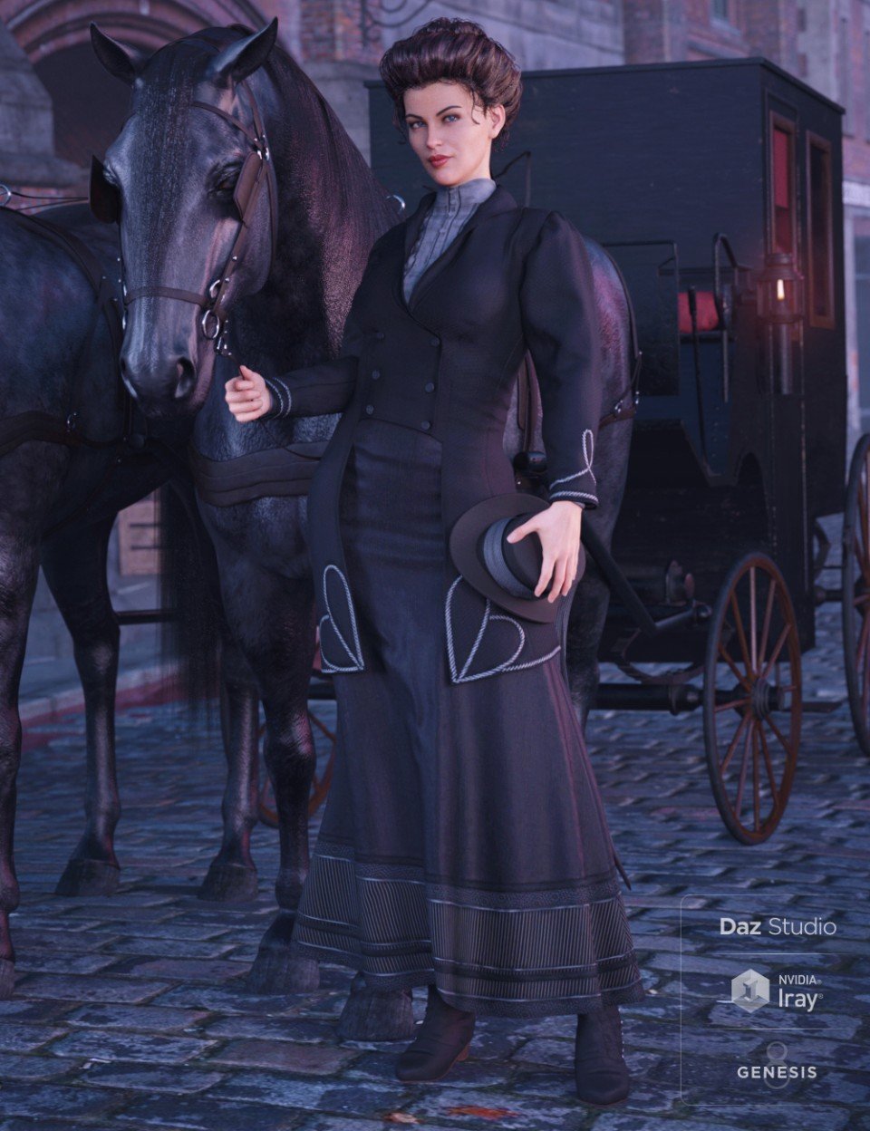 Mid Victorian Outfit for Genesis 8 Female(s)_DAZ3D下载站