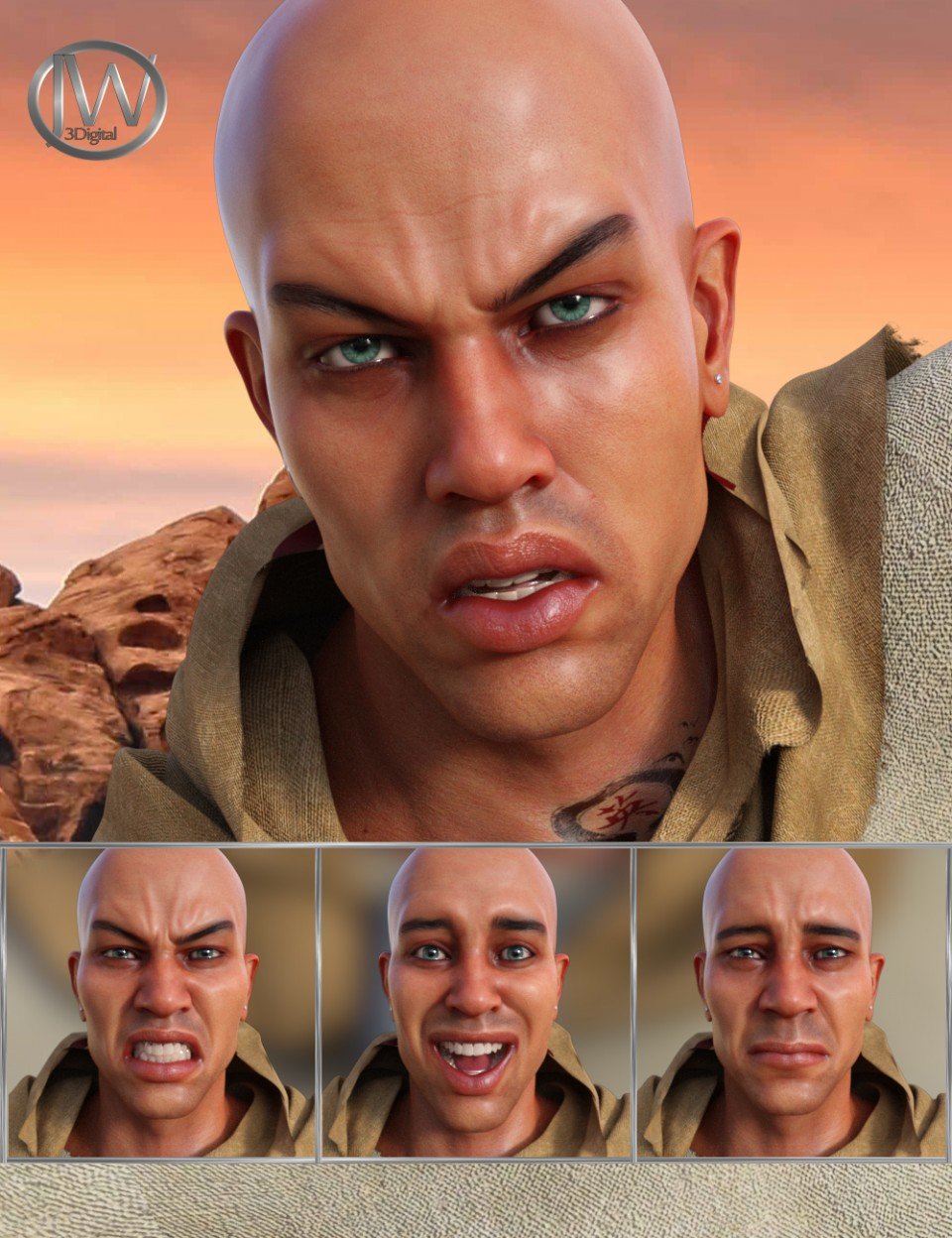 Priest of the Sun Expressions for Genesis 8 Male and Ashan 8_DAZ3D下载站