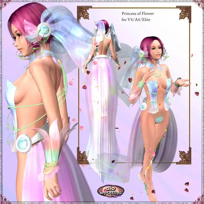Princess of Flower for V4/A4/Elite_DAZ3DDL