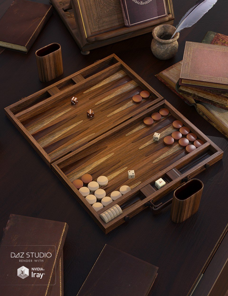Ready to Play – Backgammon Set_DAZ3D下载站