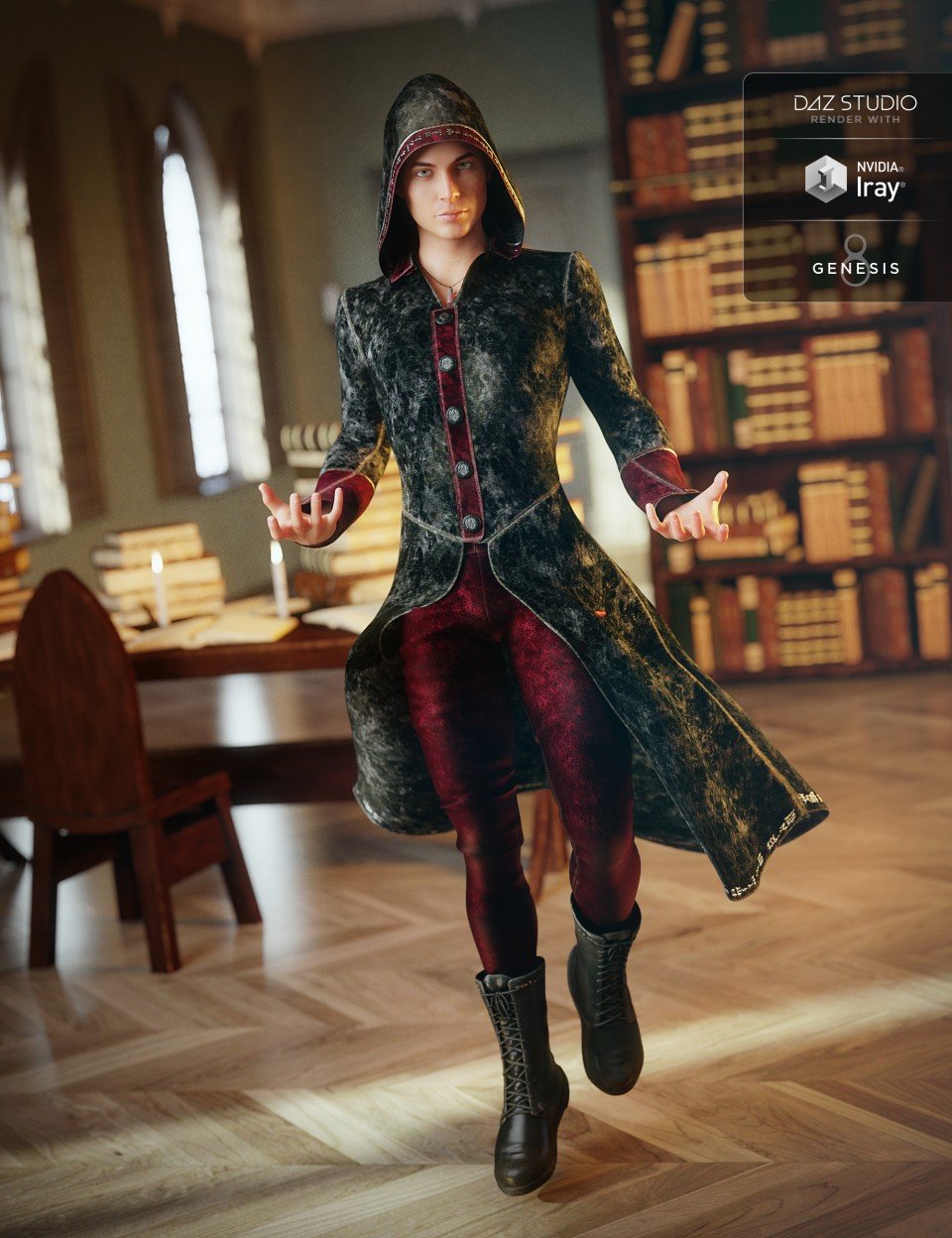 Wizard Apprentice Outfit for Genesis 8 Male(s)_DAZ3D下载站