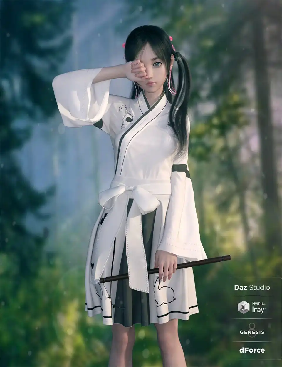 dForce Modern Kimono for Genesis 8 Female(s)_DAZ3D下载站