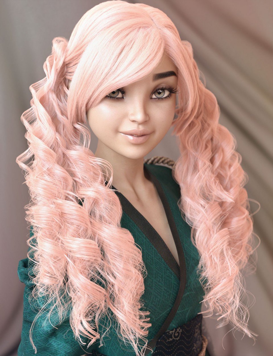 dForce Ophelie Hair for Genesis 3 & 8 Female(s)_DAZ3D下载站