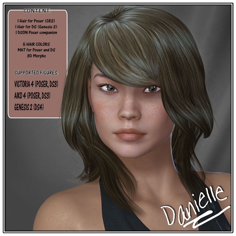 Danielle Hair for V4 and G2_DAZ3DDL