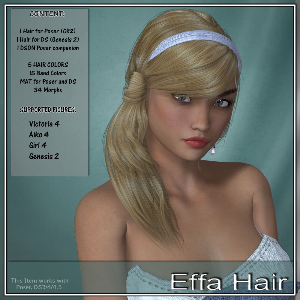 Effa Hair for V4 and G2_DAZ3DDL