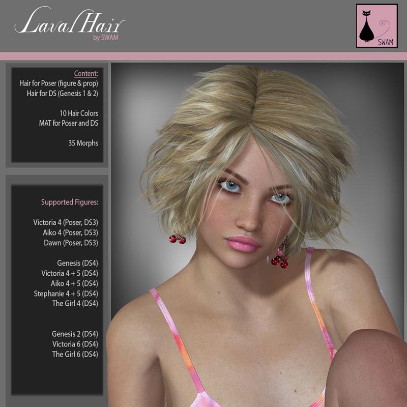 Laval Hair for V4 and G1_DAZ3D下载站