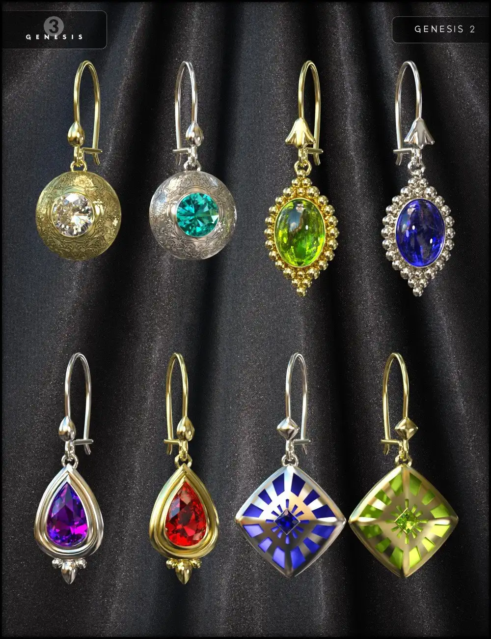 Dainty Earrings for Genesis 2 & 3 Female(s)_DAZ3DDL