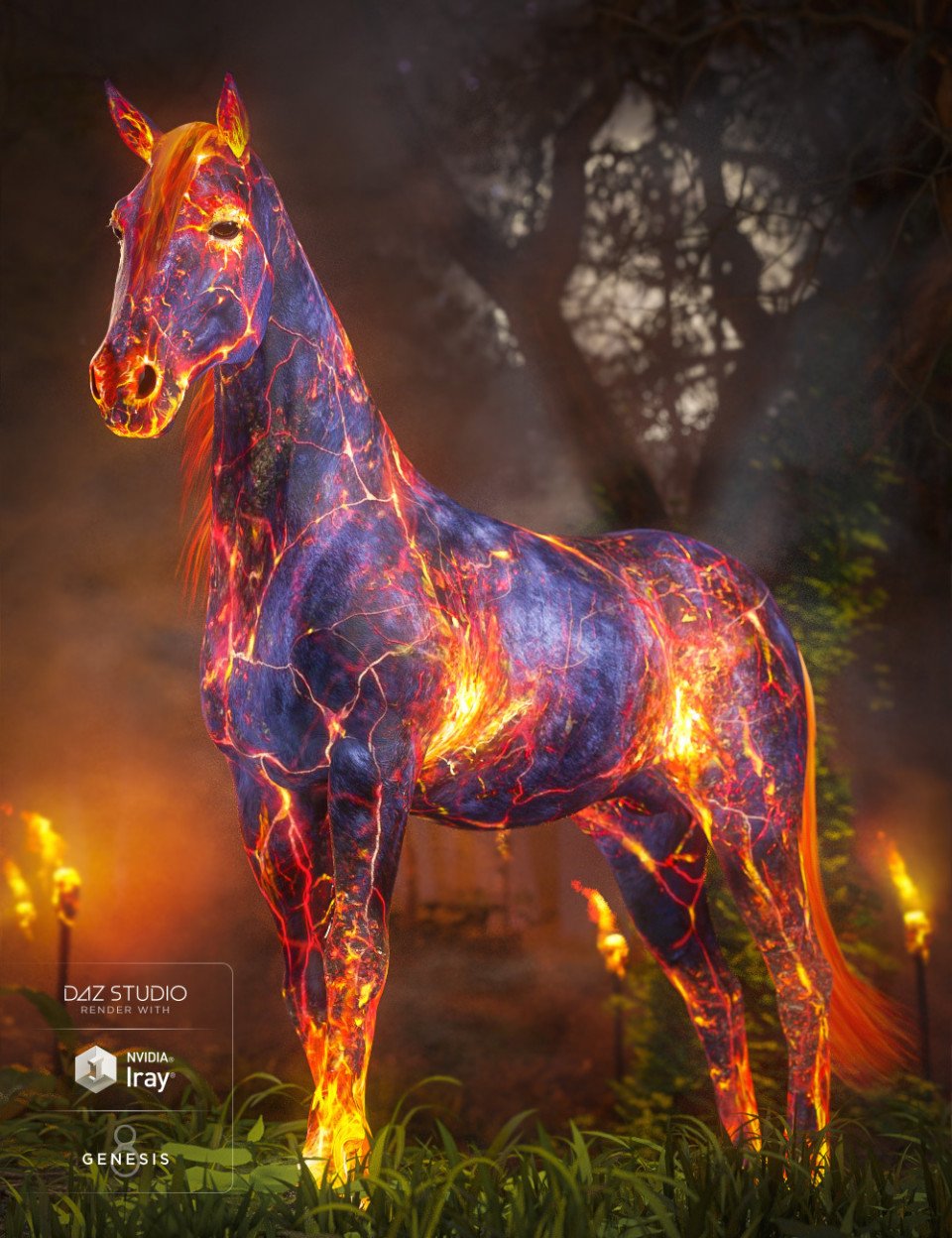 Ember Horse Texture for Daz Horse 2_DAZ3D下载站