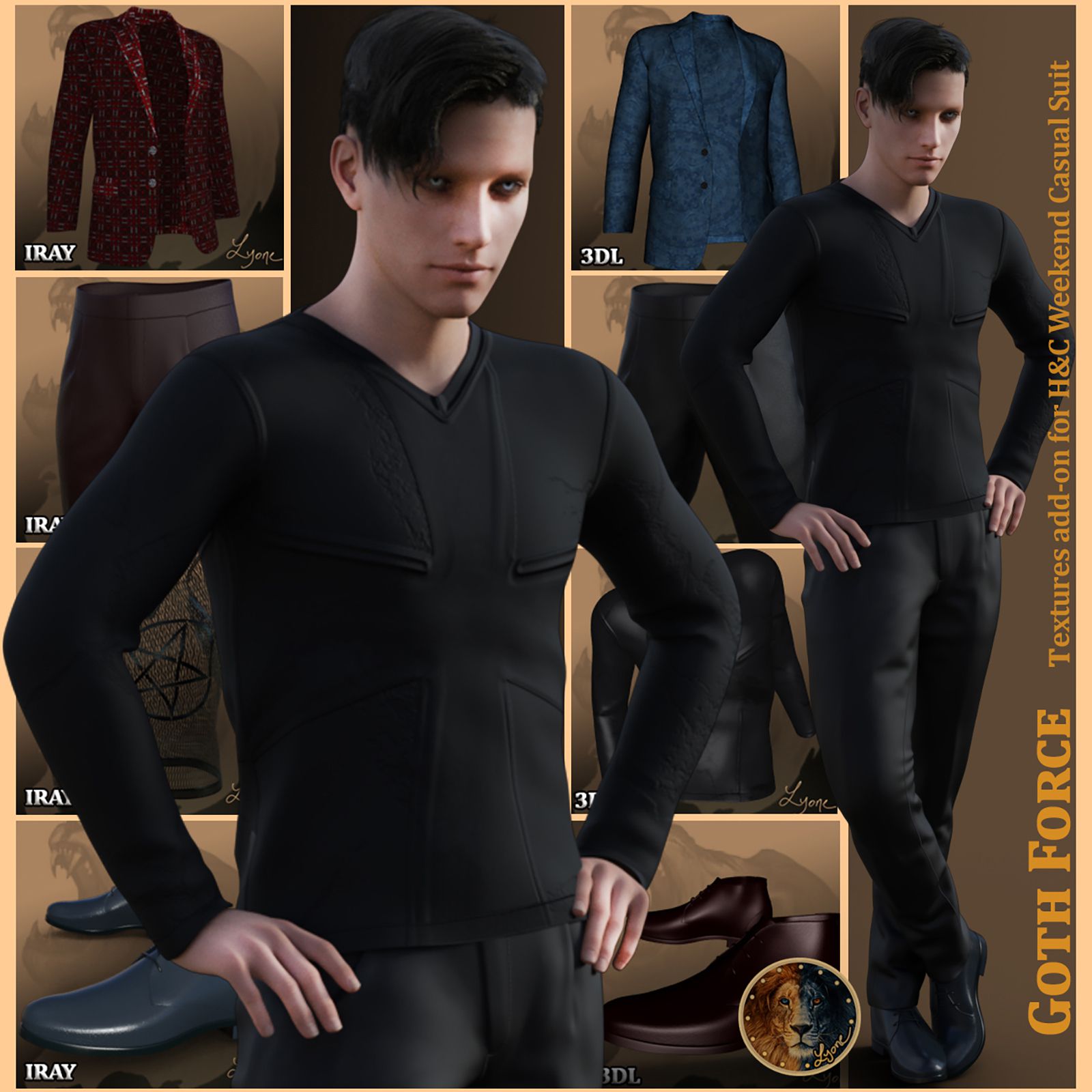 Goth Force for H&C Weekend Casual Suit for Genesis 8 Male_DAZ3DDL