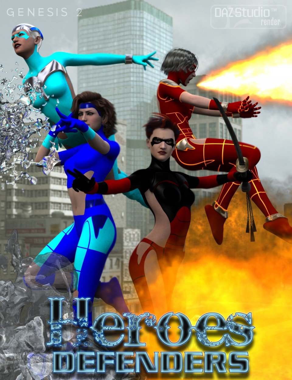 Heroes Defenders Poses for Genesis 2 Female(s)_DAZ3D下载站