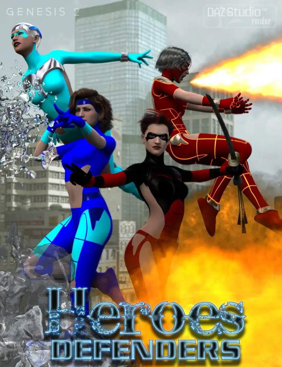 Heroes Defenders Poses for Genesis 2 Female(s)_DAZ3D下载站