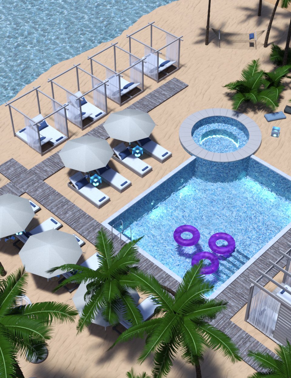 Island Beach Resort – Swimming Pool Area_DAZ3D下载站