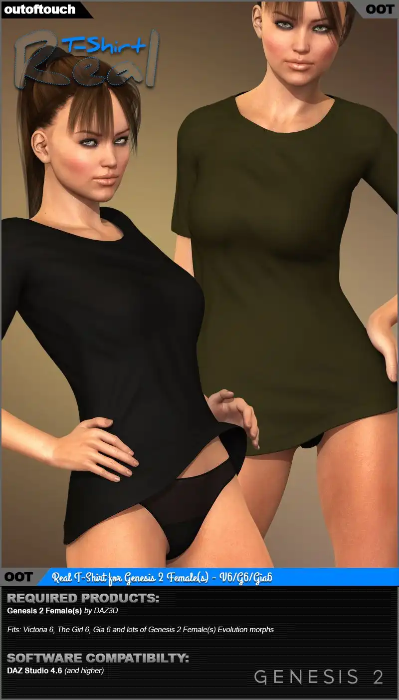 Real T-Shirt for Genesis 2 Female(s)_DAZ3DDL