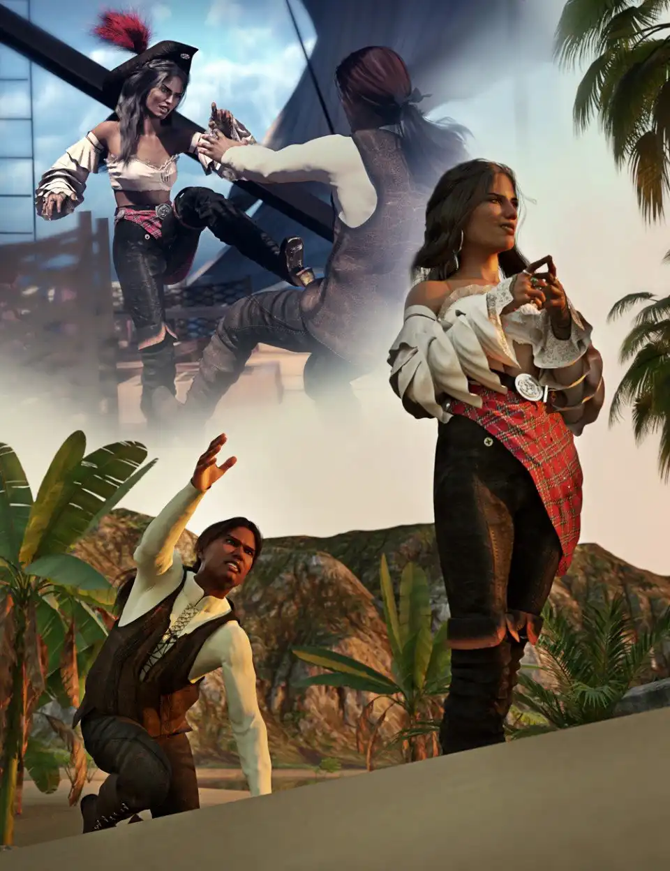 SBibb Dreadful Pirate Captain Poses and Expressions for Genesis 8_DAZ3D下载站