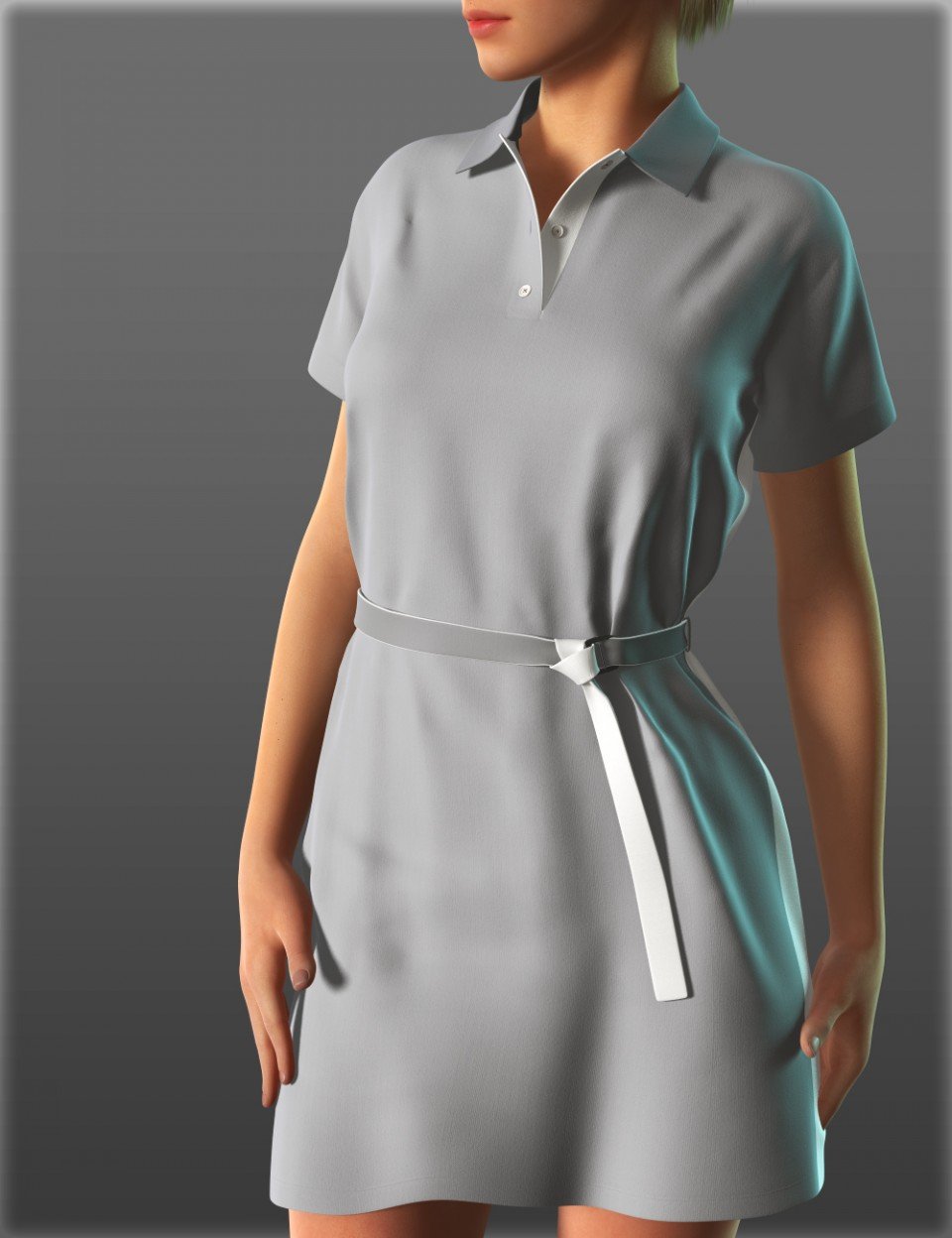 Short Sleeve Shirt Dresses for Genesis 2 Female(s)_DAZ3D下载站