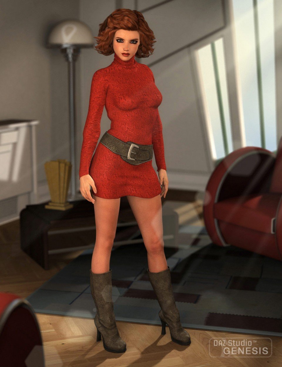 Turtleneck Sweater Dress + Textures_DAZ3D下载站