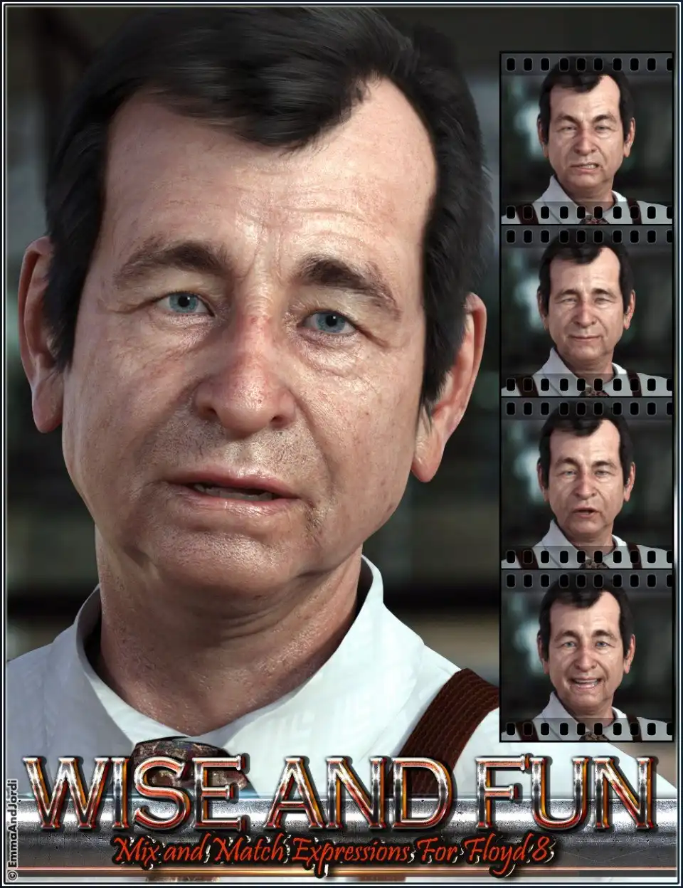 Wise and Fun Mix and Match Expressions for Floyd 8 and Genesis 8 Male(s)_DAZ3D下载站