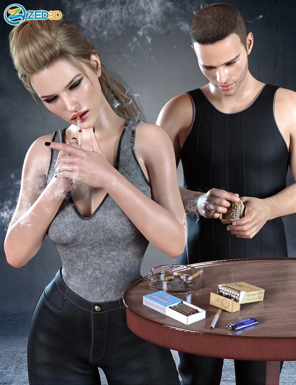 Z Cigarette Break Props and Poses for Genesis 8_DAZ3DDL