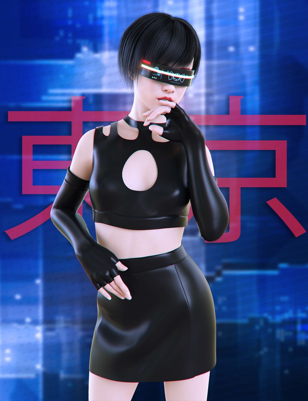 dForce Cyberpunk Outfit for Genesis 8 Female_DAZ3D下载站
