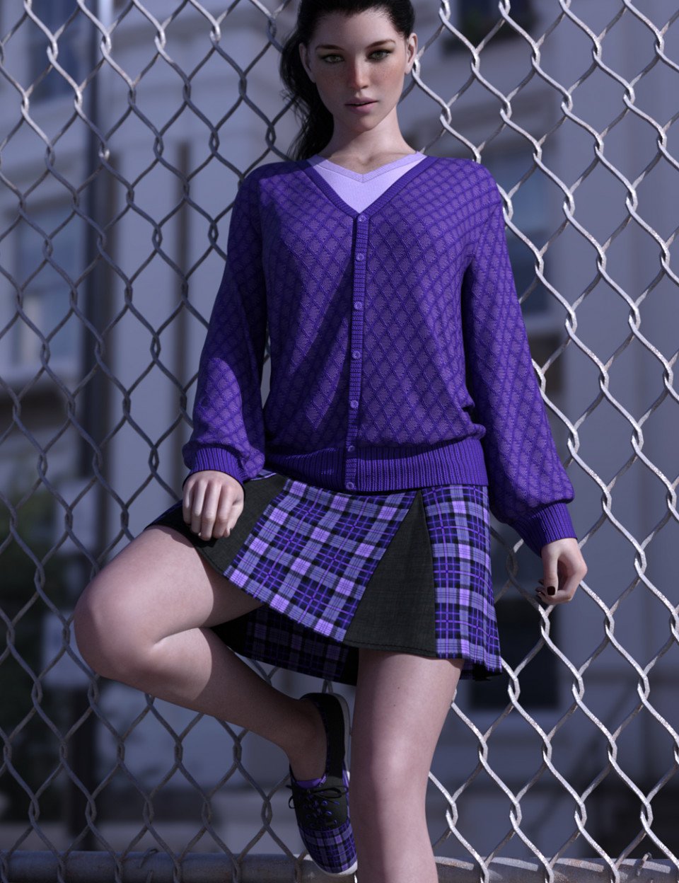 dForce Preppy Girl Outfit for Genesis 8 Females_DAZ3D下载站