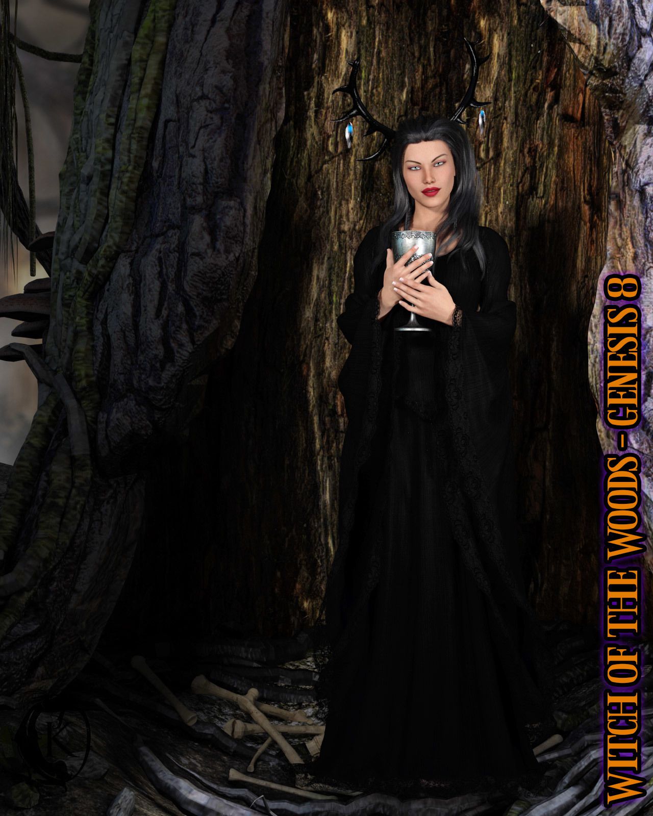 dForce – Witch of the Woods – Genesis 8_DAZ3D下载站