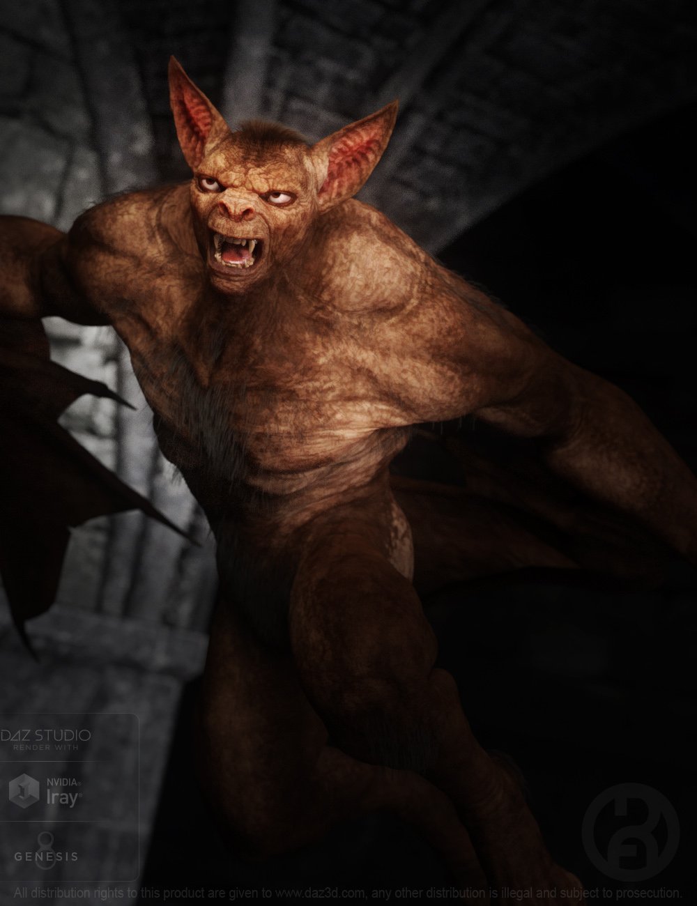 Bat Beast with dForce Hair for Genesis 8 Male_DAZ3D下载站