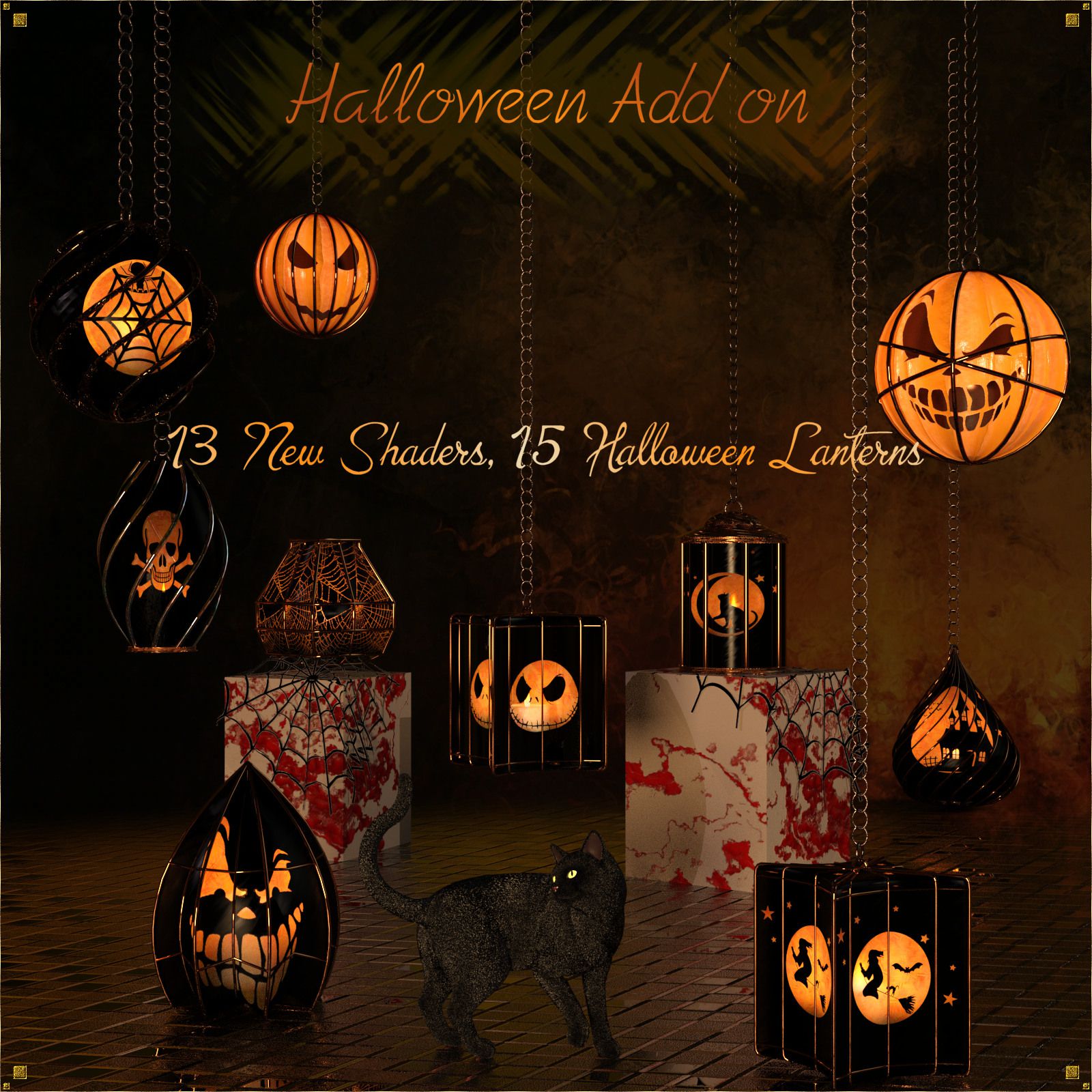 Caged Lanterns – Halloween Add on for DAZ_DAZ3DDL