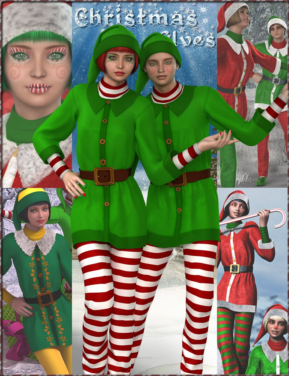 Christmas Elves Bundle – HD Characters, Outfit, Expansion and Poses_DAZ3D下载站