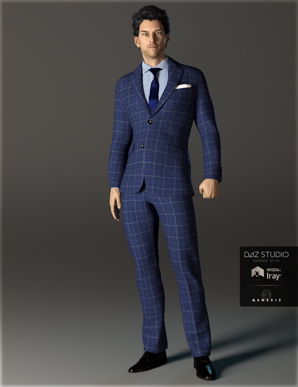 H&C Business Suit A for Genesis 3 Male(s)_DAZ3D下载站