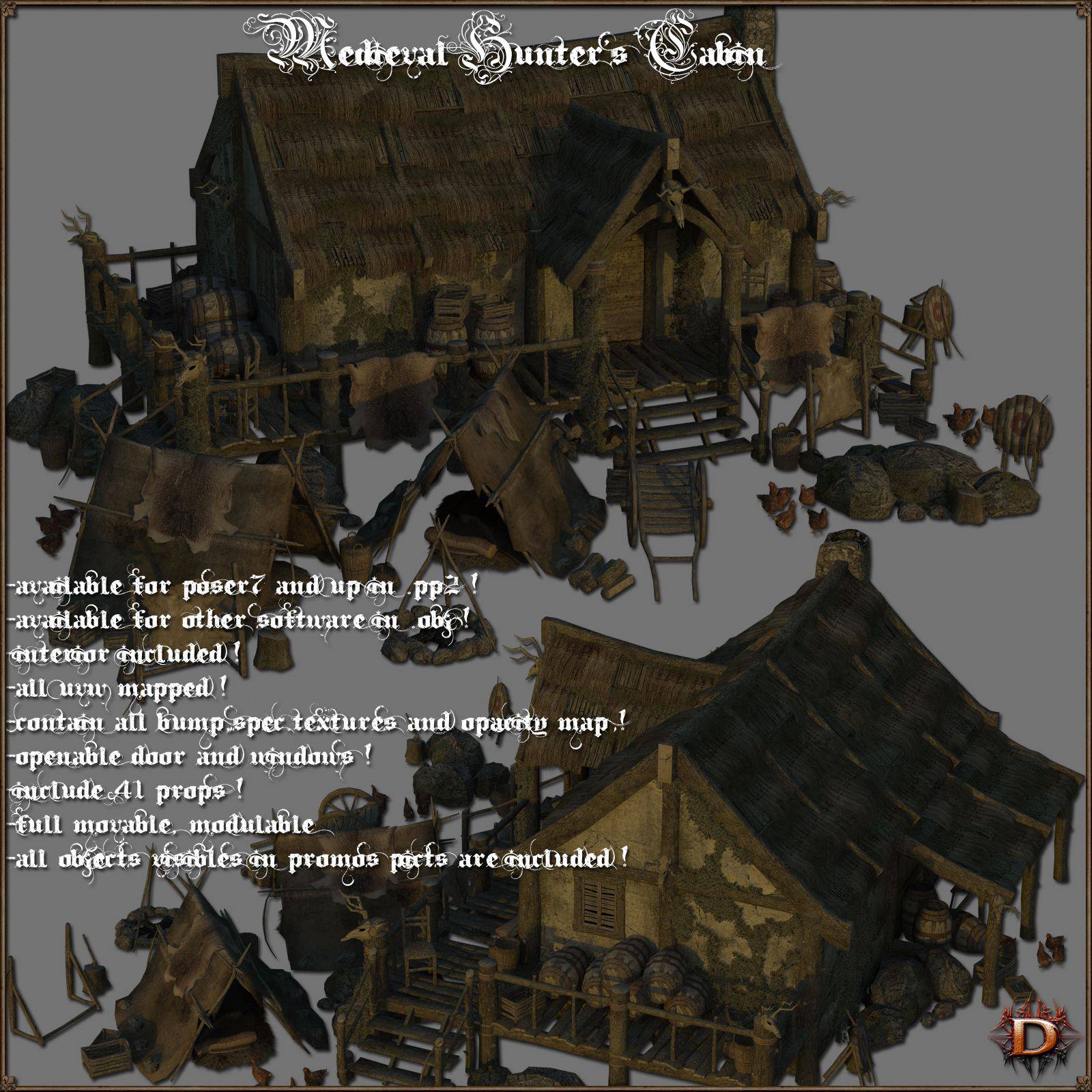 Medieval Hunter’s Cabin_DAZ3D下载站