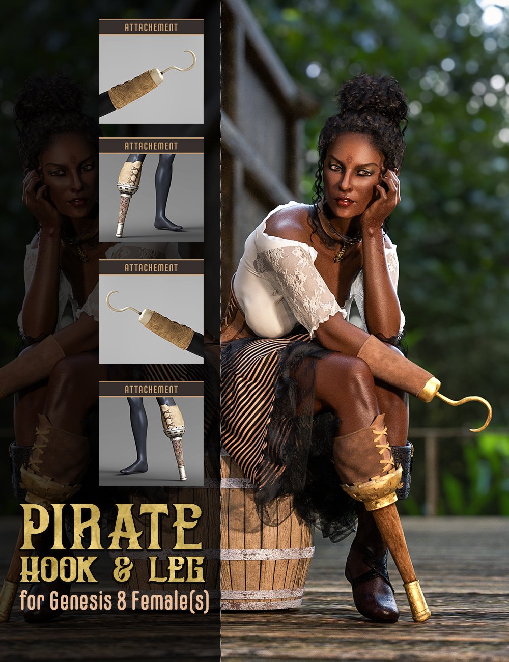 Pirate Hook and Leg for Genesis 8 Female(s)_DAZ3D下载站