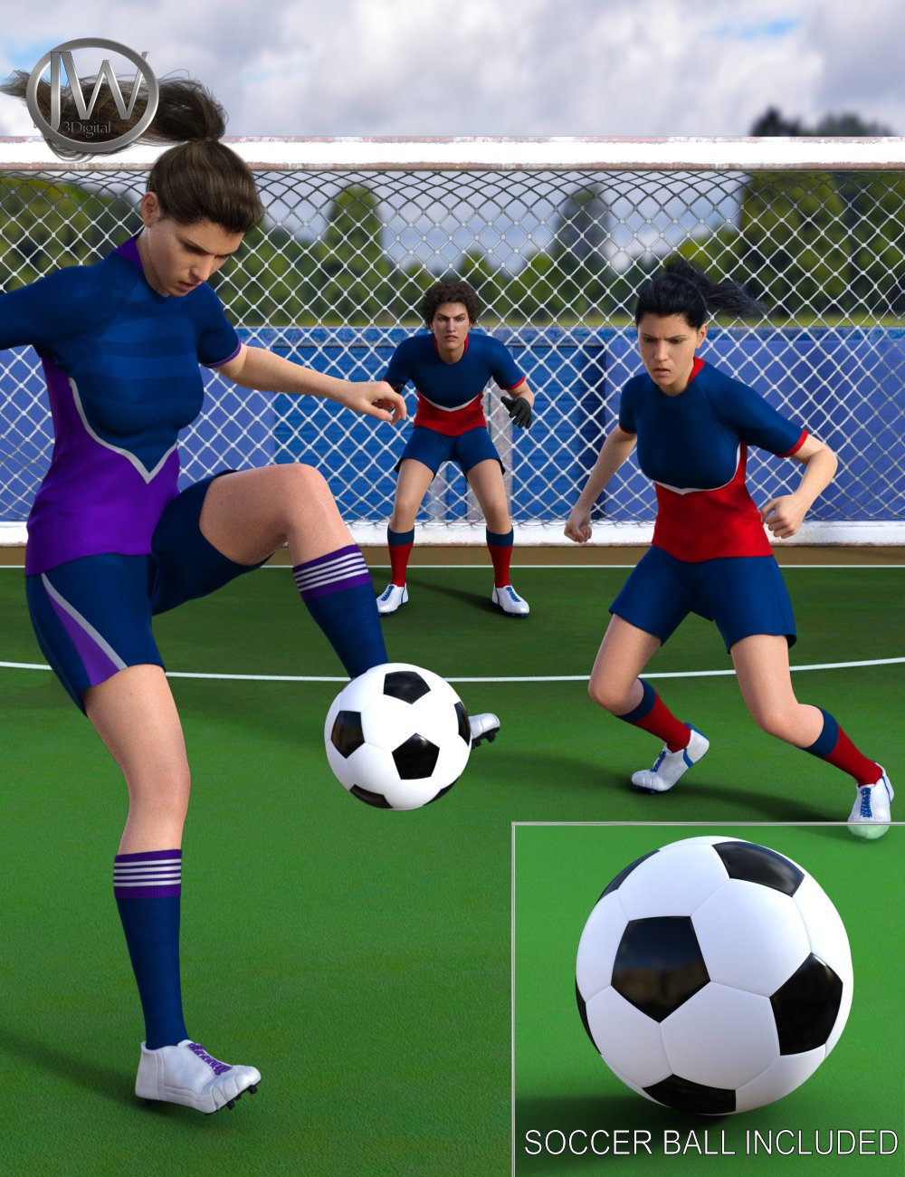 Playing Soccer Poses and Prop for Genesis 3 and 8_DAZ3D下载站