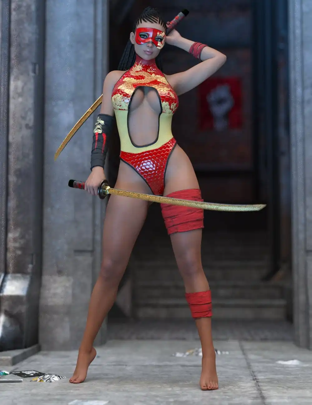 Red Silk Outfit for Genesis 8 Female(s)_DAZ3DDL