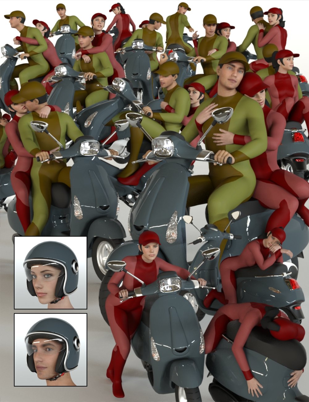 Scootering Poses and Props for Genesis 8_DAZ3DDL
