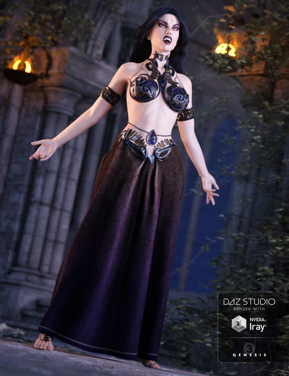 Vampire Queen Outfit for Genesis 3 Female(s)_DAZ3D下载站