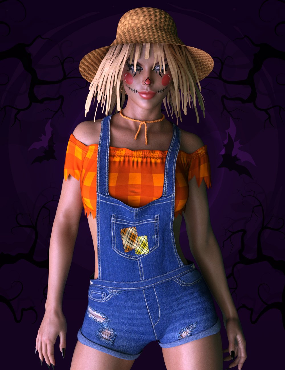 X-Fashion Scarecrow Costume for Genesis 8 Females_DAZ3D下载站