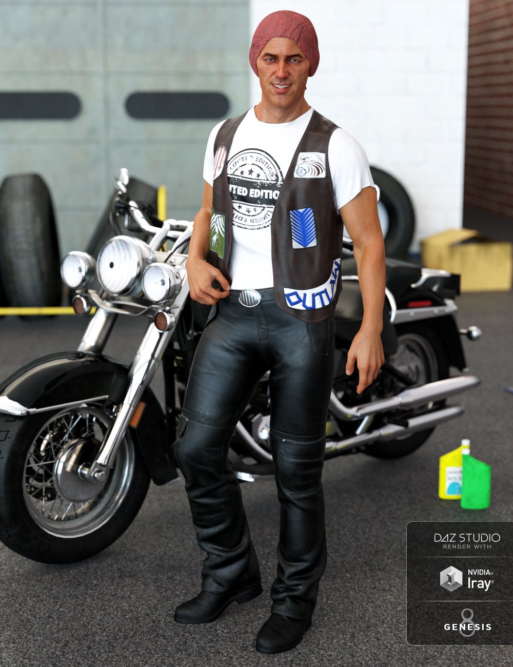 dForce Biker Outfit for Genesis 8 Male(s)_DAZ3D下载站