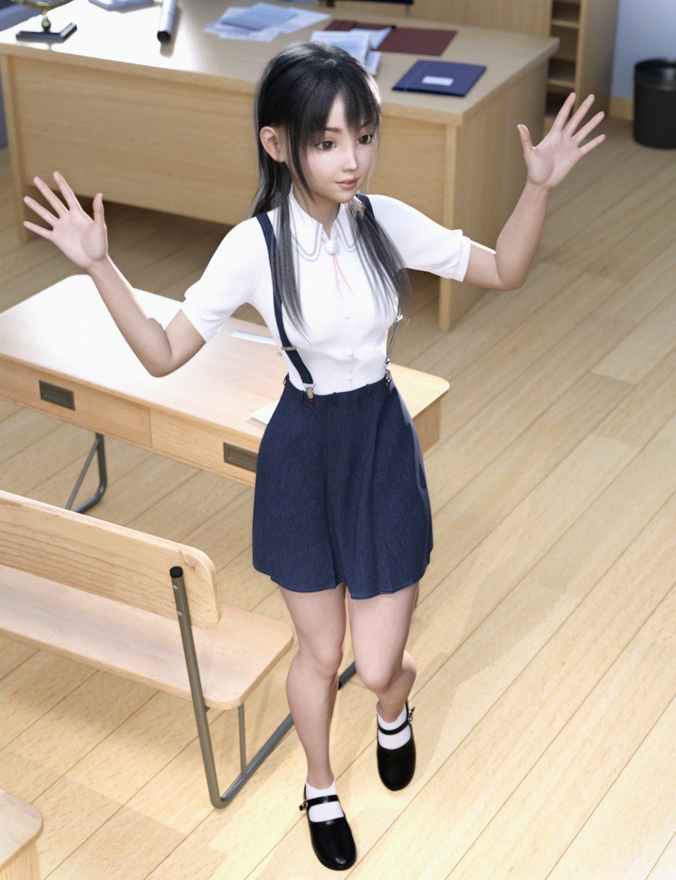 dForce Suspender School Uniform for Genesis 8 Female(s)_DAZ3D下载站