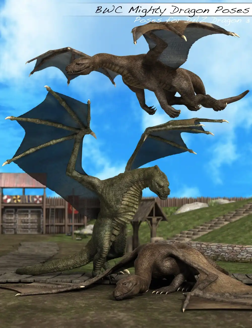 BWC Mighty Dragon Poses for DAZ Dragon 3_DAZ3DDL